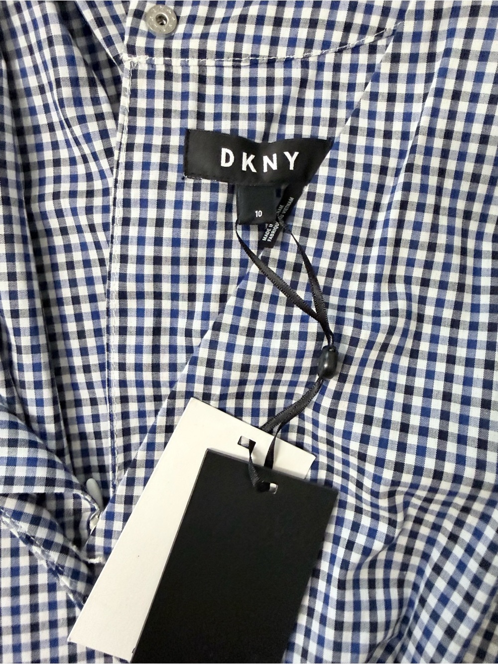 DKNY wrap Gingham plaid dress 10 - Picture 7 of 8